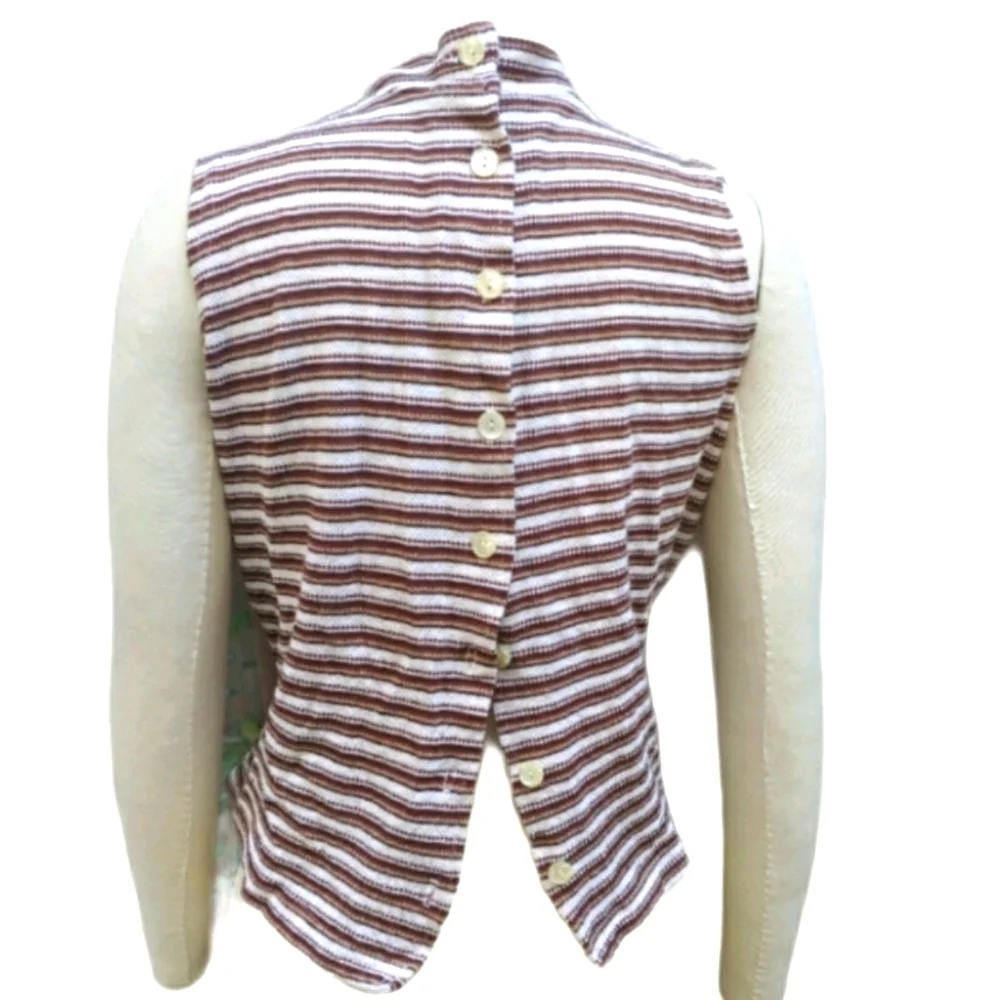 Vintage Star Cody Stripe Ribbed Button Back Top - Picture 2 of 5